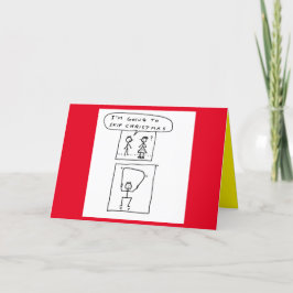Grappig Skipping Christmas Sports Cartoon Joke Feestdagen Kaart
