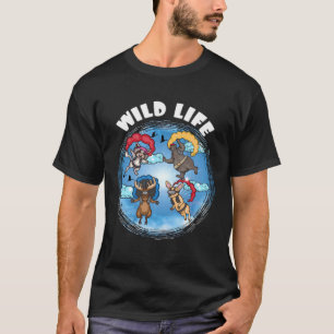 Grappig Sky Diving Met Hert Wasbeer Eland Beer Va T-shirt