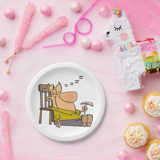 Grappig Slaperig Man Napping met Sandwich Papieren Bordje (Feest)