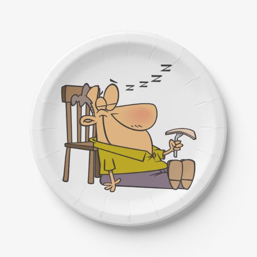 Grappig Slaperig Man Napping met Sandwich Papieren Bordje (Voorkant)