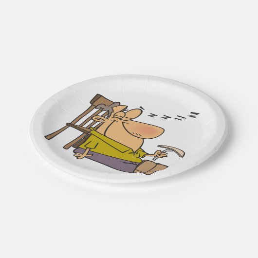 Grappig Slaperig Man Napping met Sandwich Papieren Bordje (Gekanteld)