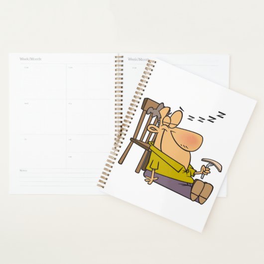 Grappig Slaperig Man Napping met Sandwich Planner (Display)