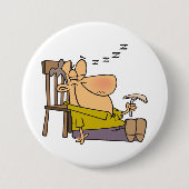 Grappig Slaperig Man Napping met Sandwich Ronde Button 7,6 Cm (Voorkant)