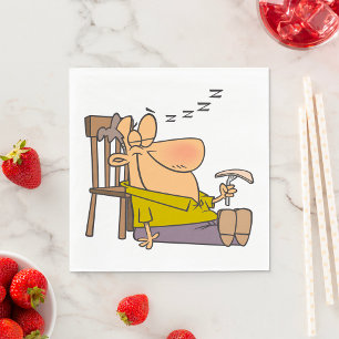 Grappig Slaperig Man Napping met Sandwich Servet