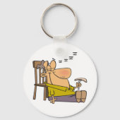 Grappig Slaperig Man Napping met Sandwich Sleutelhanger (Voorkant)
