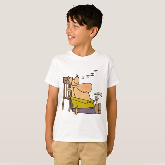 Grappig Slaperig Man Napping met Sandwich T-shirt (Voorkant volledig)