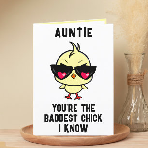 Grappig slecht chick kip tante gelukkig verjaardag bedankkaart