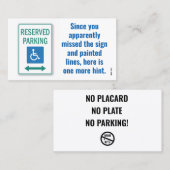 Grappig slecht parkeerbiljet visitekaartje (Voorkant / Achterkant)
