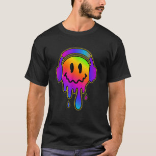 Grappig Smelten Lachende Gezicht Hoofdtelefoon Zom T-shirt