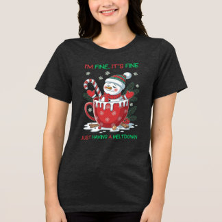 Grappig Smelten Sneeuwman Kerstmis Tri-Blend Shirt