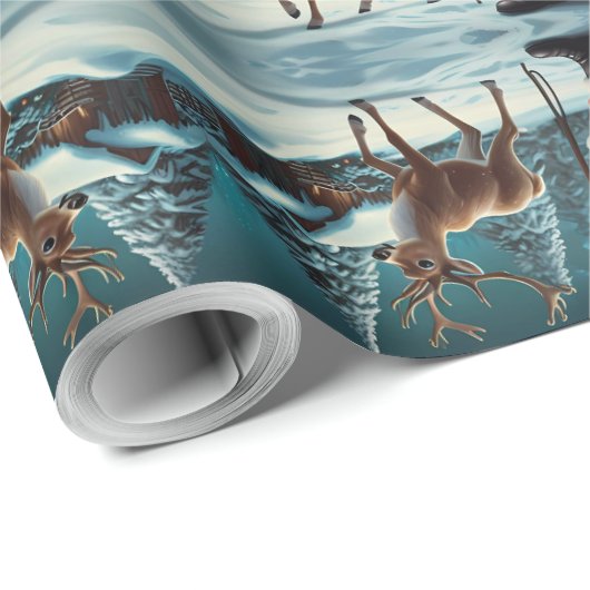 Grappig Sneeuwman Kerstkunstwerk Cadeaupapier (Rol Hoek)