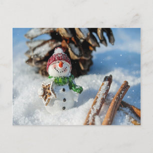 Grappig snowman die trapt briefkaart