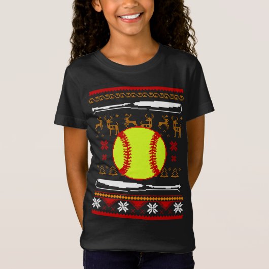 Grappig softbal kerstcadeau t-shirt (Voorkant)