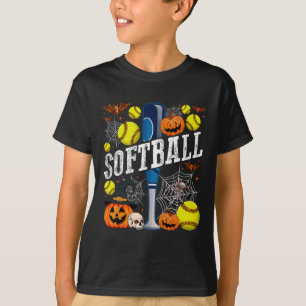 Grappig Softbal T-Shirt Met Pompoenen Halloween Ko