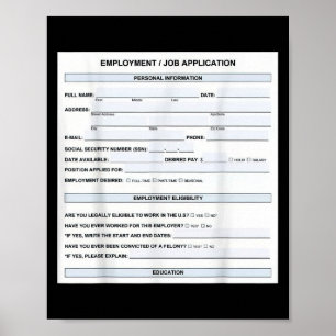 Grappig Sollicitatieformulier Kantoorhumor Grafisc Poster