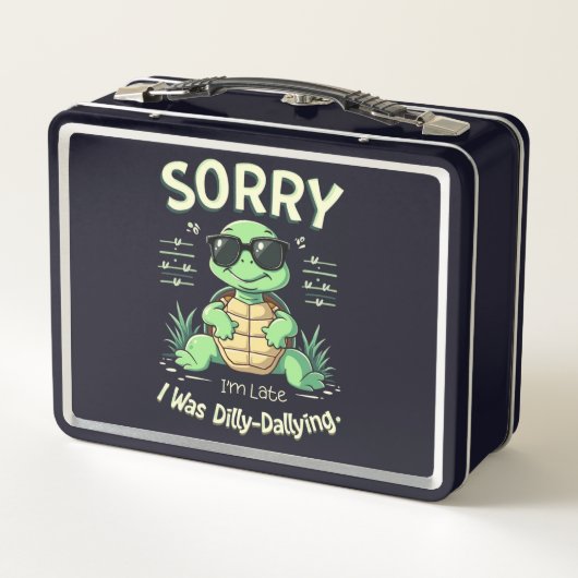 Grappig Sorry dat ik laat schildpad met retro esth (Achterkant)