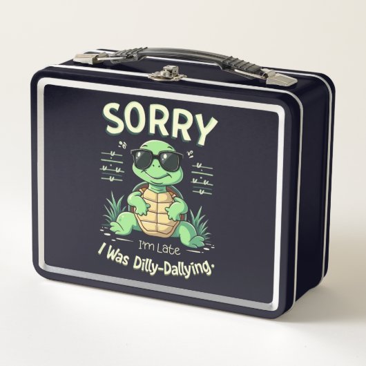 Grappig Sorry dat ik laat schildpad met retro esth (Voorkant)