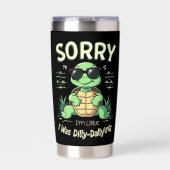 Grappig Sorry dat ik laat schildpad met retro esth Geïsoleerde Drinkbeker (Voorkant)