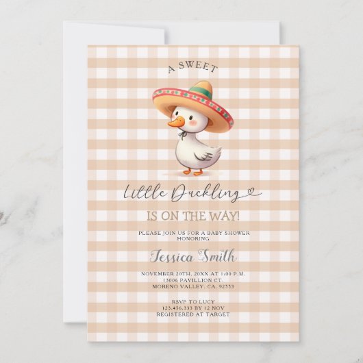 Grappig Spaans Goose Gingham Baby shower Kaart (Voorkant)