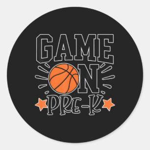 Grappig spel op pre-k Kinder basketbal kleuterscho Ronde Sticker