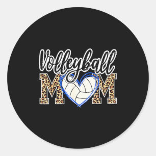 Grappig spel vrouwen volleybal luipaard bal moeder ronde sticker