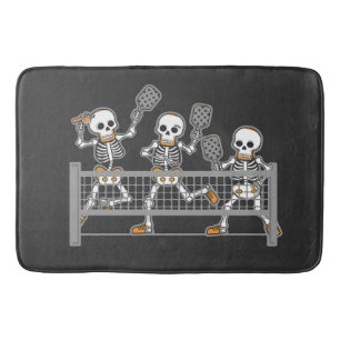 Grappig Spooky Drie Skelet Spelen Pickleball Gift Badmat