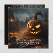 Grappig Spooky Haunted House Halloween Dinner Part Kaart (Voorkant / Achterkant)