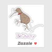 Grappig springende kiwi-cartoon illustratie sticker (Vel)