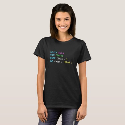 Grappig SQL T-shirt voor SQL programmeurs, DBA en  (Voorkant volledig)