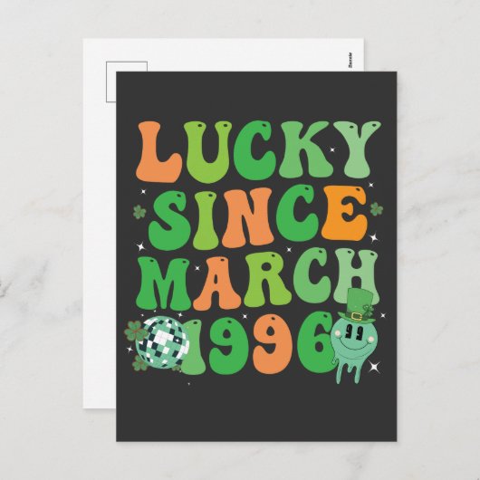 Grappig St Patrick's Day Lucky sinds maart 1996 Feestdagenkaart (Voorkant / Achterkant)