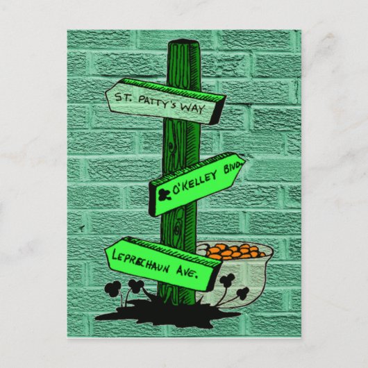 Grappig St. Patrick's Day Sign Post Briefkaart (Voorkant)