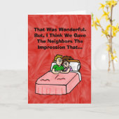 Grappig stel in bed romantische kaart (Gele Bloem)