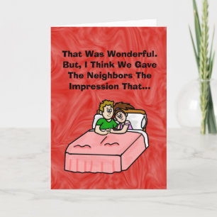 Grappig stel in bed romantische kaart