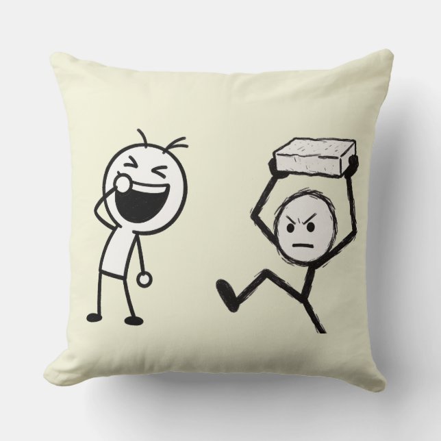 Grappig Stokfiguur Argument  Kussen (Voorkant)