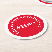 Grappig stopteken drink tekst ronde kartonnen onderzetter (Gebogen)