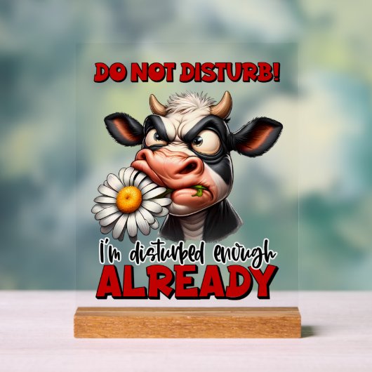 Grappig storen koe woord kunst acryl bord (Neutraal)