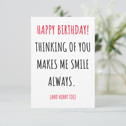 Grappig stoute vieze verjaardagskaart voor hem en  bedankkaart (Staand voorkant)