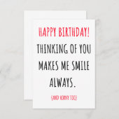 Grappig stoute vieze verjaardagskaart voor hem en  bedankkaart (Voorkant / Achterkant)