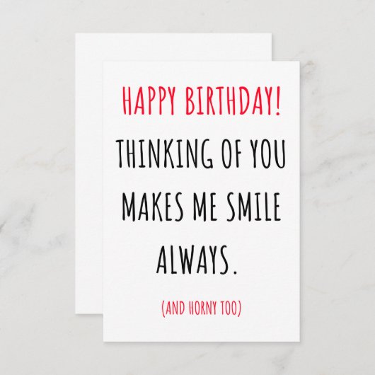 Grappig stoute vieze verjaardagskaart voor hem en  bedankkaart (Voorkant / Achterkant)