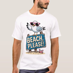 Grappig strand alsjeblieft zeemeeuw roze bril zome t-shirt
