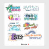 Grappig Strand Thema Set Waterdicht Sticker (Vel)