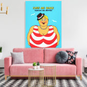 Grappig strand thema zee kus me snel vrouw canvas afdruk (Insitu (Woonkamer))