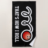 Grappig strandhanddoekcadeau voor bowlingfans strandlaken (Voorkant)