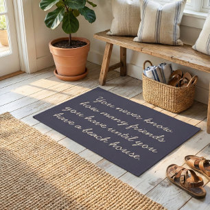Grappig strandhuis vriend humor spreuk marineblauw deurmat