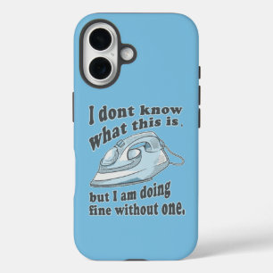 Grappig strijkontwerp Ik haat strijken iPhone 16 Hoesje