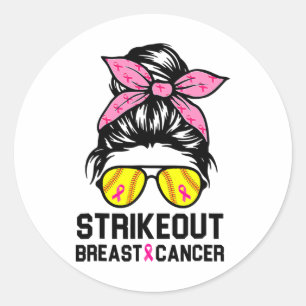 Grappig Strike Out Borstkanker Bewustzijn Softbyll Ronde Sticker