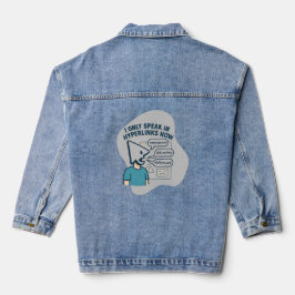 Grappig stripfiguur met muiscursor hoofd denim jacket