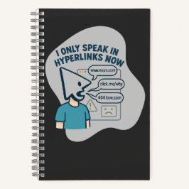 Grappig stripfiguur met muiscursor hoofd notitieboek