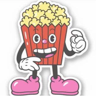 Grappig stripfiguur Popcorn Sticker