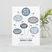 Grappig Stroomdiagram Blauw Trouwen Bewaar de Datu Save The Date (Staand voorkant)